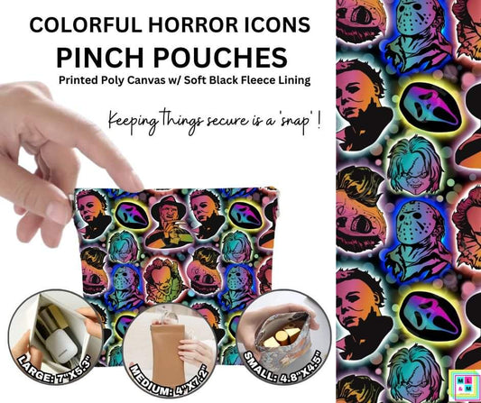 Colorful Horror Icons Pinch Pouches