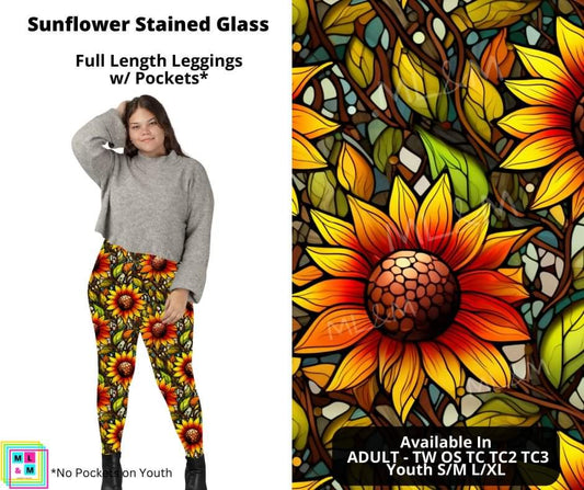 Sunflower Stained Glass Full Length Leggings w/ Pockets