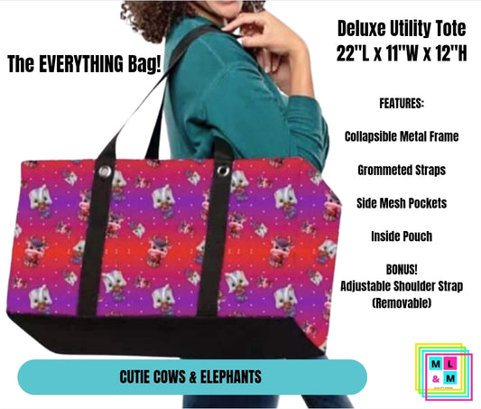 Cutie Cows & Elephants Collapsible Tote