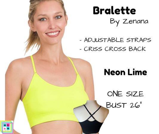 Cross Back Bralette - Neon Lime