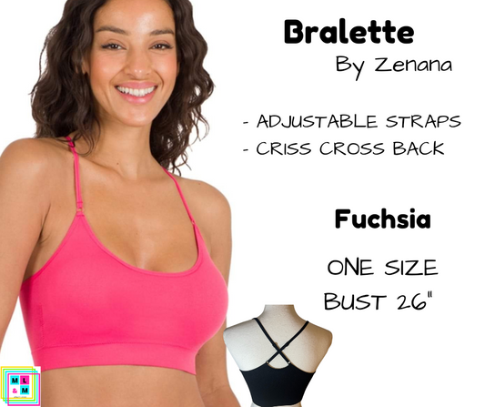 Cross Back Bralette - Fuchsia