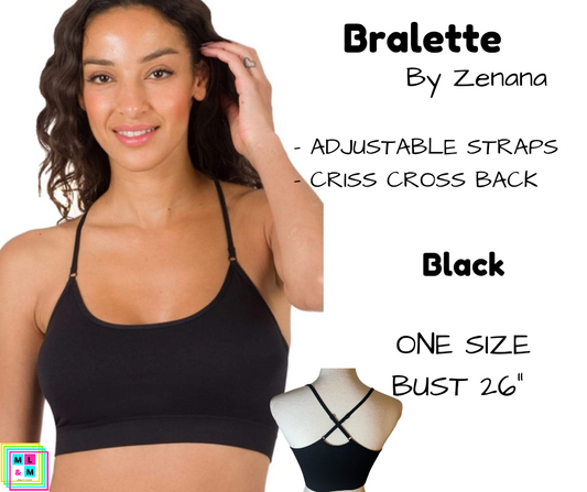 Cross Back Bralette - Black