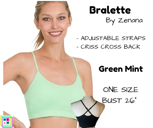 Cross Back Bralette - Green Mint