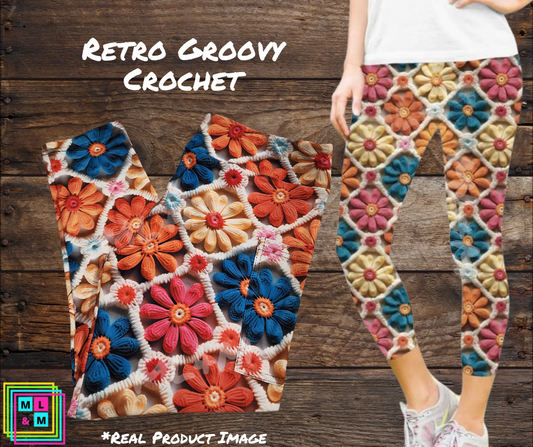 Retro Groovy Crochet Capri Length w/ Pockets