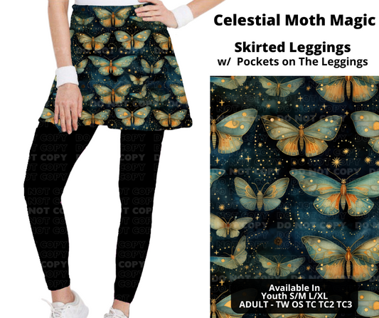 Preorder! Closes 11/25. ETA Jan. Celestial Moth Magic Skirted Full Length Leggings w/ Pockets