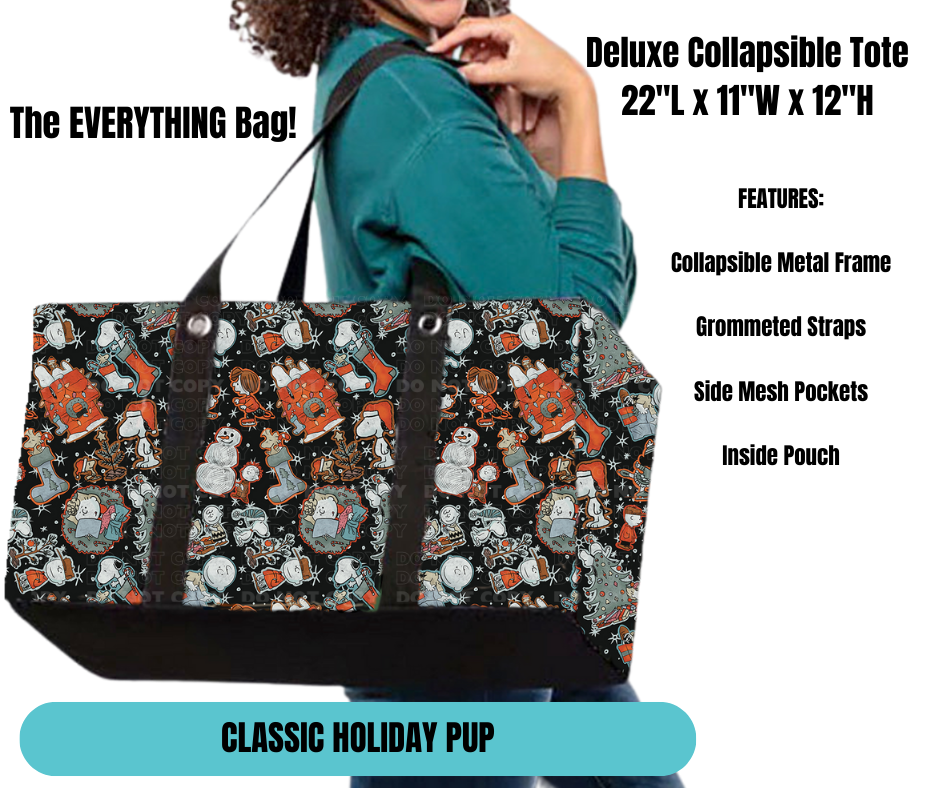 Classic Holiday Pup Collapsible Tote