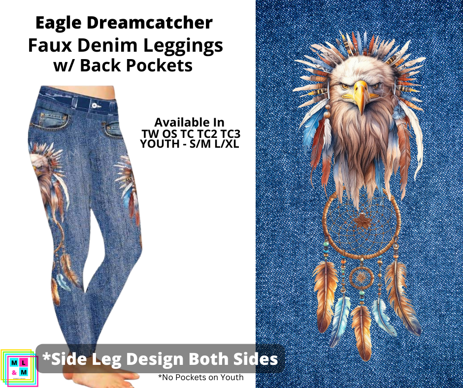Eagle Dreamcatcher Full Length Faux Denim w/ Side Leg Designs