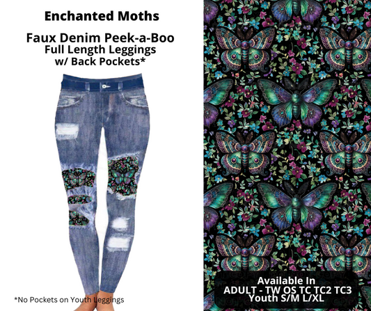 Preorder! Closes 10/28. ETA Dec. Enchanted Moths Faux Denim Peekaboo Full Length