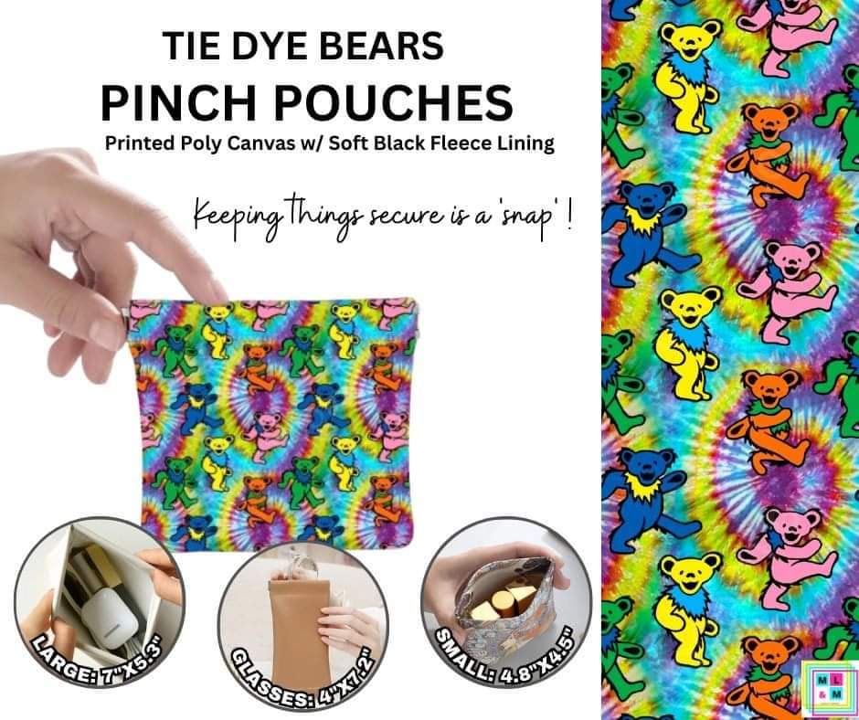 Tie Dye Bears Pinch Pouches in 3 Sizes