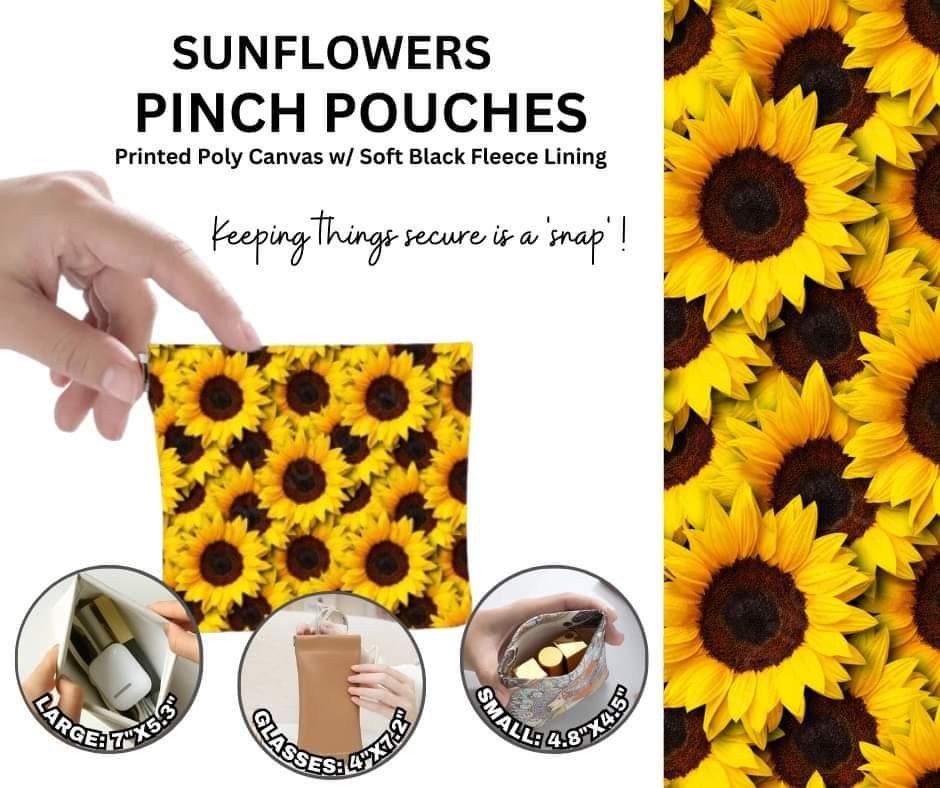Sunflowers Pinch Pouches in 3 Sizes