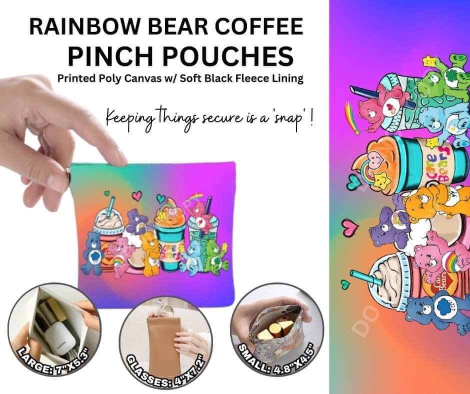 Rainbow Bear Coffee Pinch Pouches in 3 Sizes