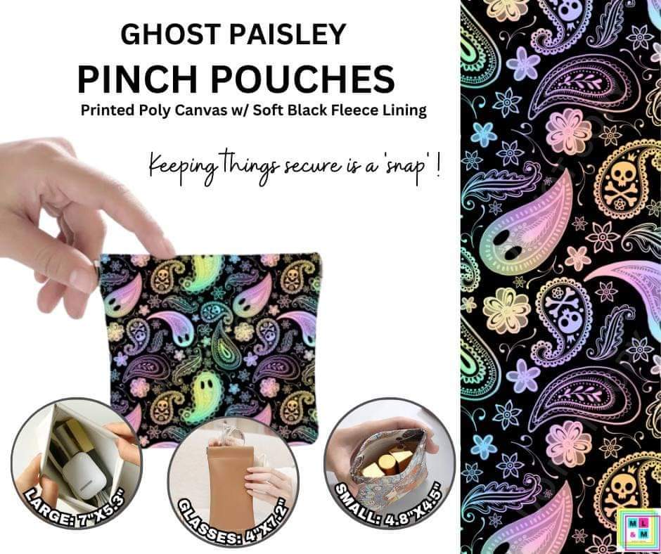 Ghost Paisley Pinch Pouches in 3 Sizes