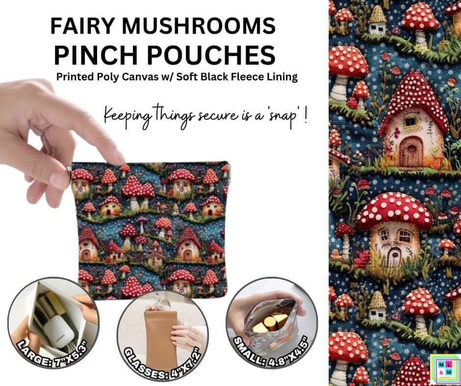 Fairy Mushrooms Pinch Pouches in 3 Sizes