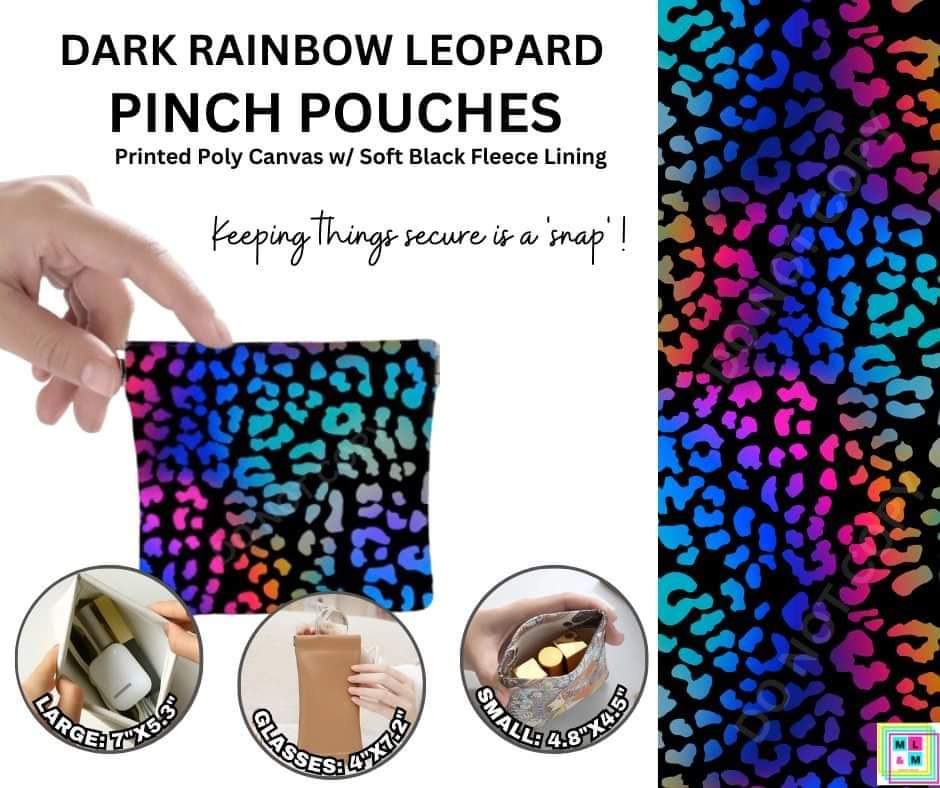 Dark Rainbow Leopard Pinch Pouches in 3 Sizes