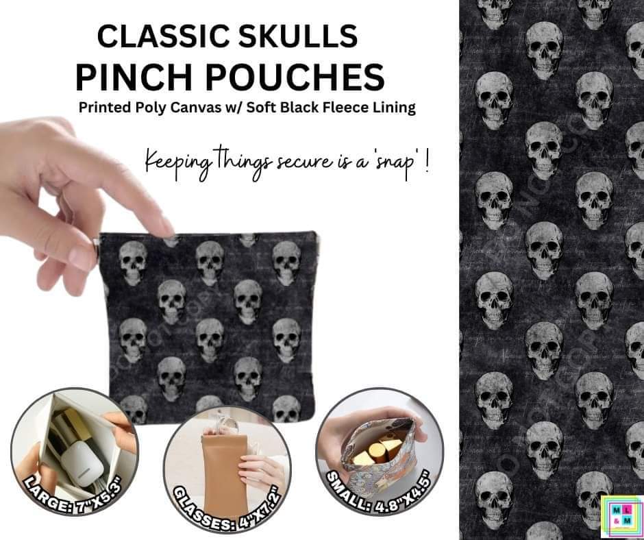 Classic Skulls Pinch Pouches in 3 Sizes