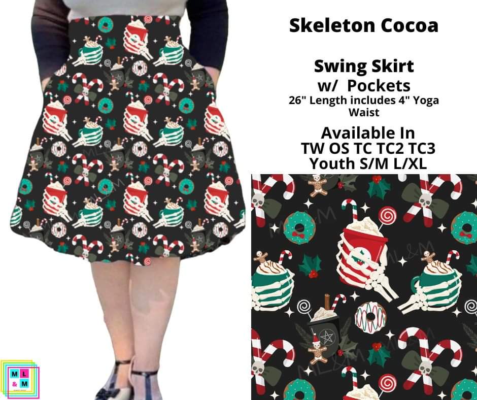 Skeleton Cocoa Swing Skirt