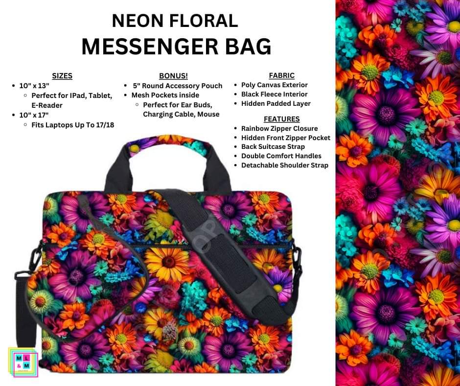Neon Floral Messenger Bag