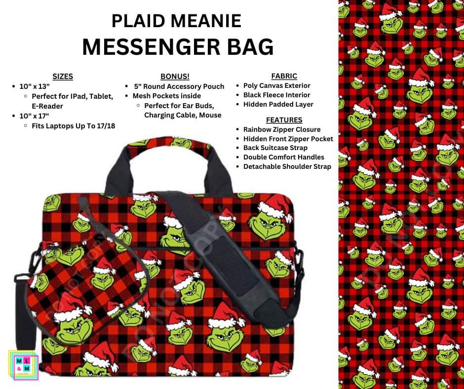 Plaid Meanie Messenger Bag