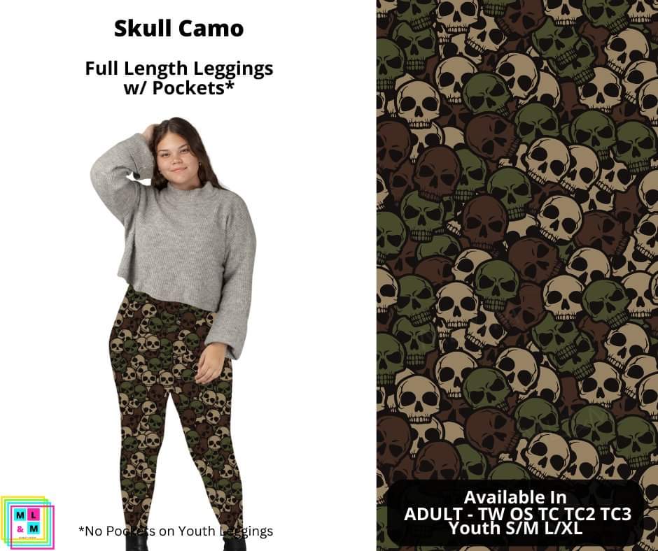 Skull Camo Full Length Leggings w/ Pockets