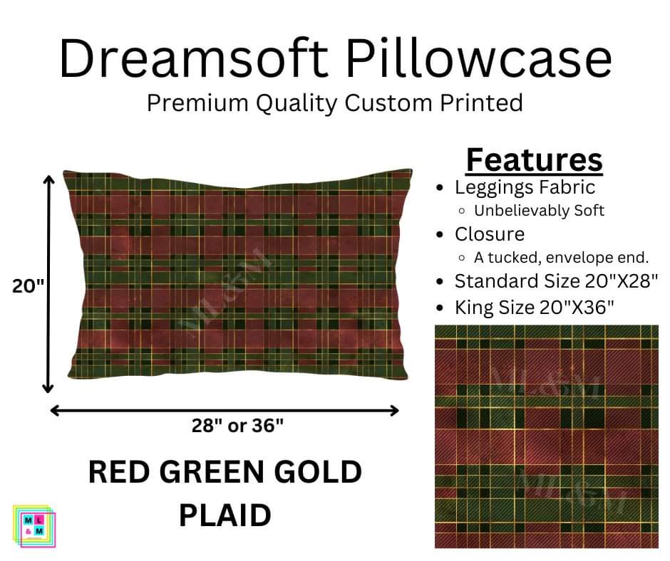 Red Green Gold Plaid Dreamsoft Pillowcase