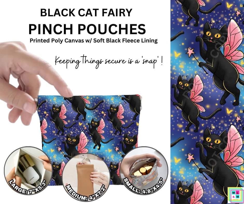 Black Cat Fairy Pinch Pouches