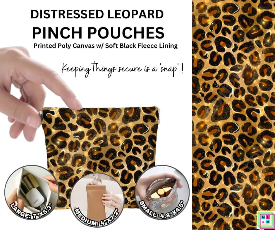 Distressed Leopard Pinch Pouches