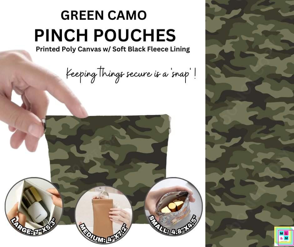 Green Camo Pinch Pouches