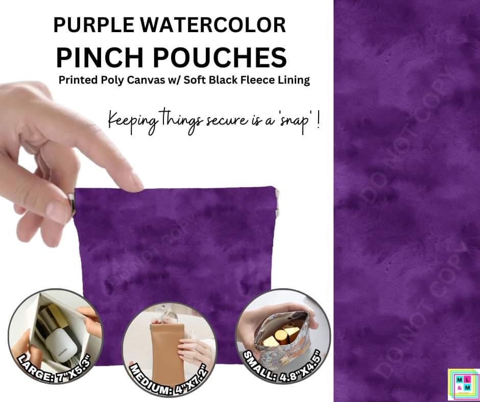 Purple Watercolor Pinch Pouches