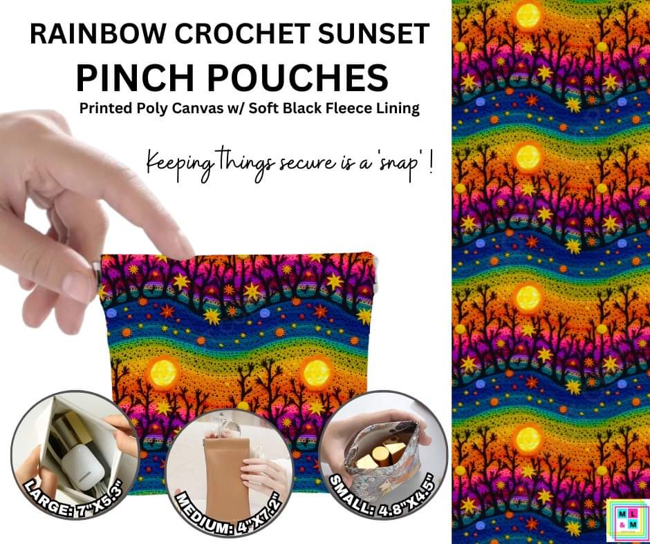 Rainbow Crochet Sunset Pinch Pouches