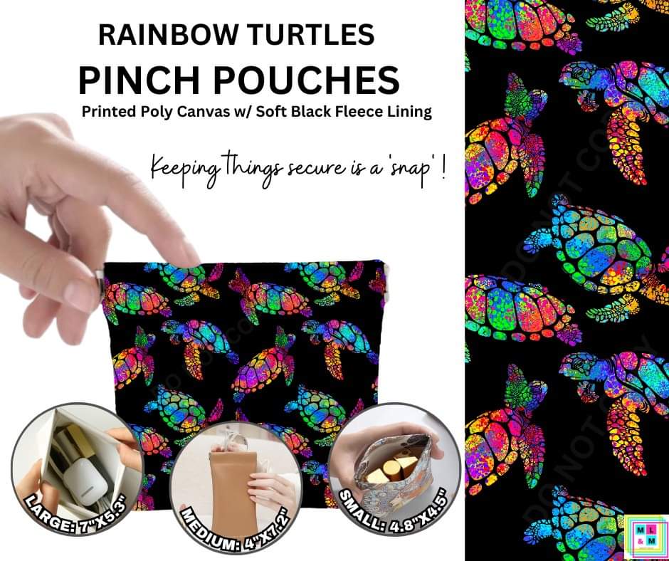 Rainbow Turtles Pinch Pouches