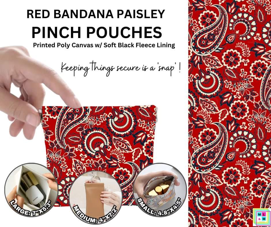 Red Bandana Paisley Pinch Pouches