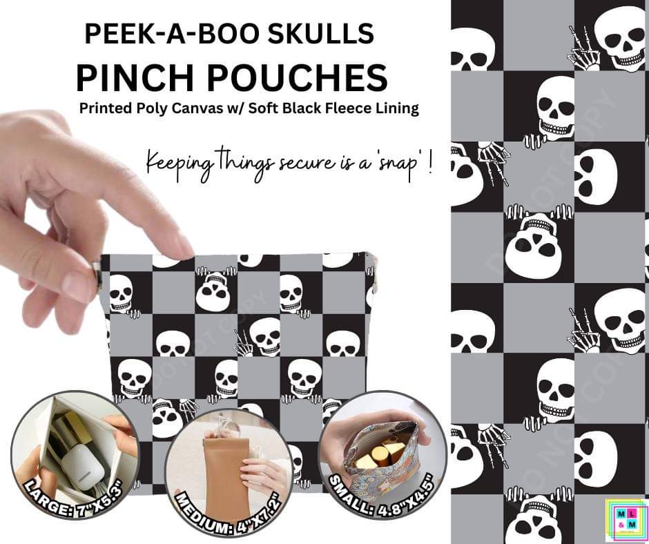 Peek-a-Boo Skulls Pinch Pouches