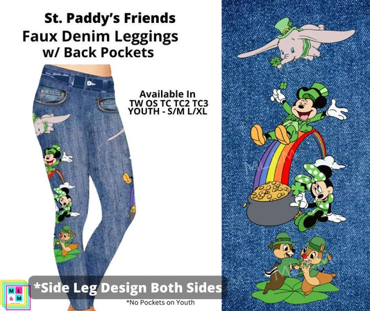 St. Paddy's Friends Full Length Faux Denim w/ Side Leg Designs