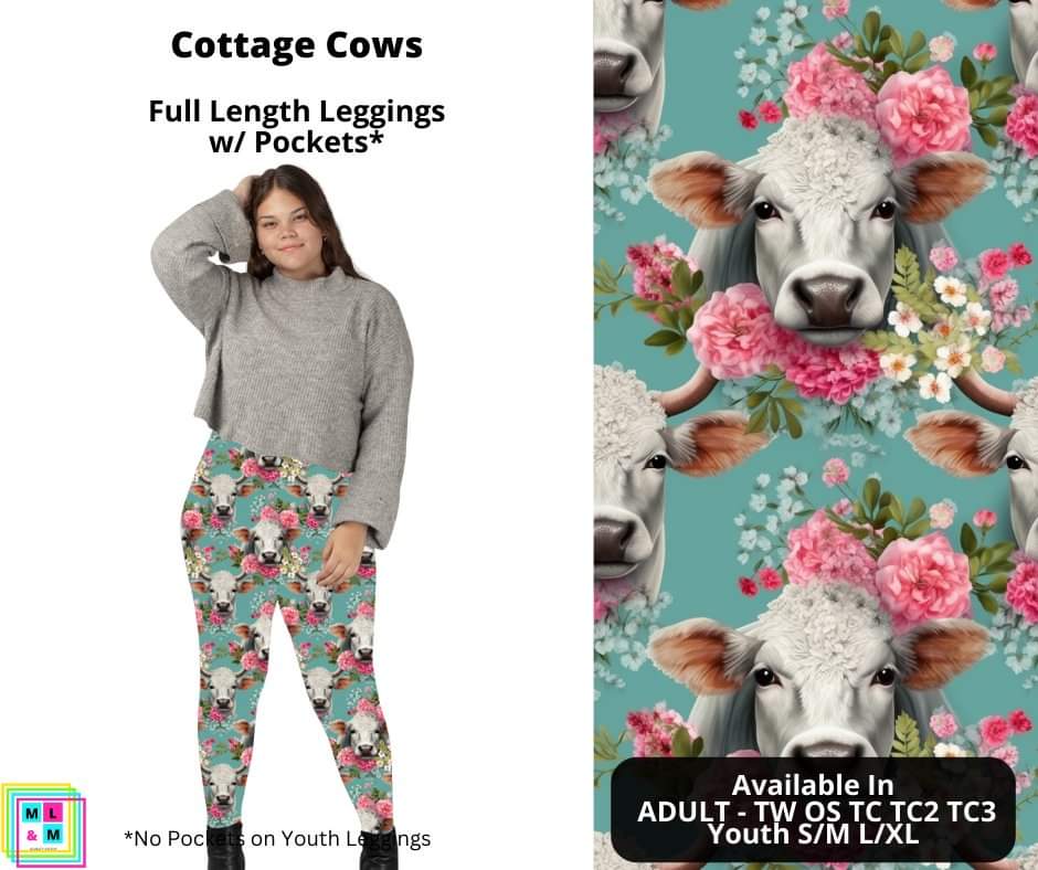Cottage Cows Full Length Leggings w/ Pockets