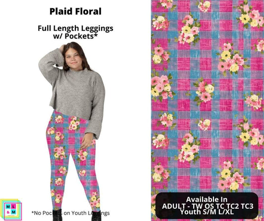 Plaid Floral Full Length Leggings w/ Pockets
