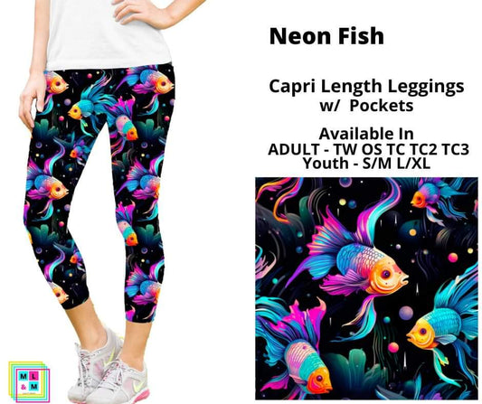 Neon Fish Capri Length w/ Pockets