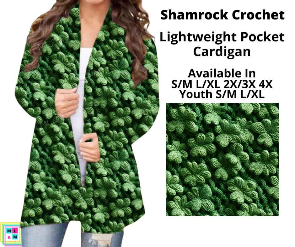 Shamrock Crochet Pocket Cardigan