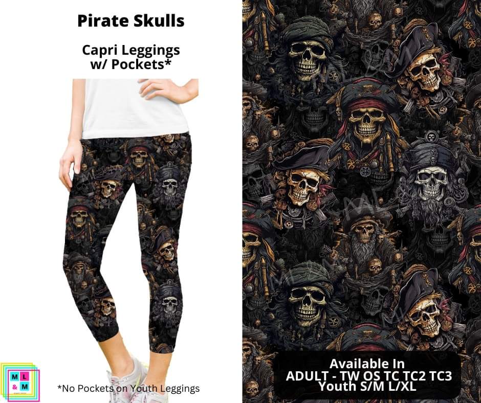 Pirate Skulls Capri Length w/ Pockets