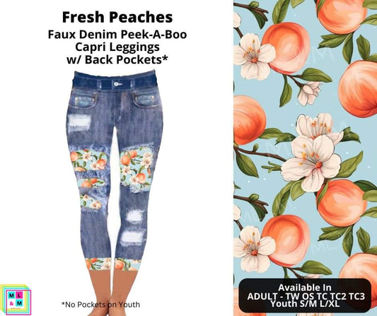 Fresh Peaches Faux Denim Peekaboo Capris