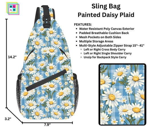Painted Daisy Plaid Sling Bag
