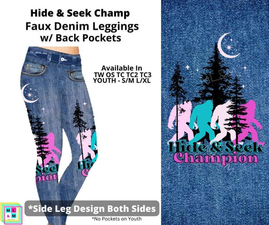 Hide & Seek Champ Full Length Faux Denim w/ Side Leg Designs