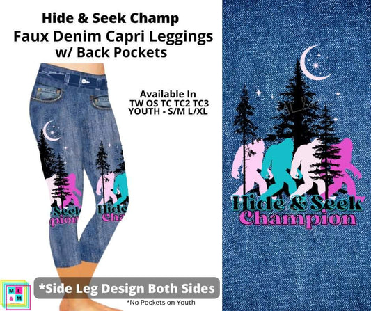 Hide & Seek Champ Capri Faux Denim w/ Side Leg Designs