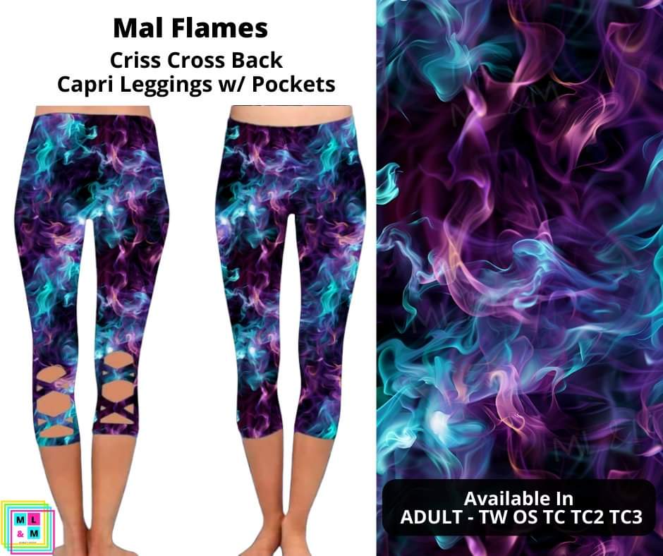 Mal Flames Criss Cross Capri w/ Pockets