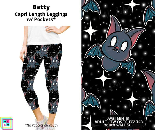 Batty Capri Length Leggings w/ Pockets