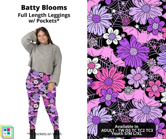 Batty Blooms Full Length Leggings w/ Pockets