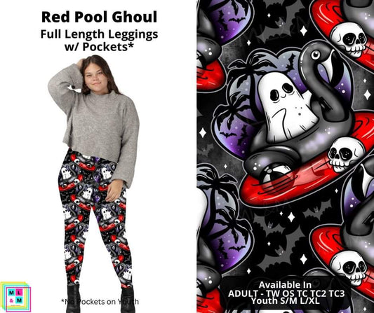 Red Pool Ghoul Full Length Leggings w/ Pockets