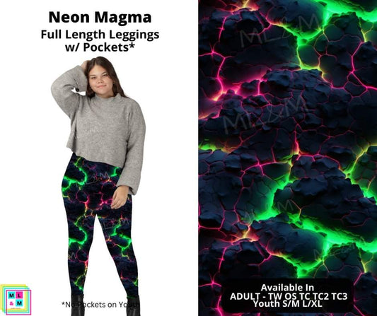 Neon Magma Full Length Leggings w/ Pockets
