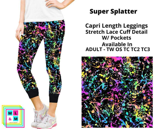 Super Splatter Lace Cuff Capris w/ Pockets
