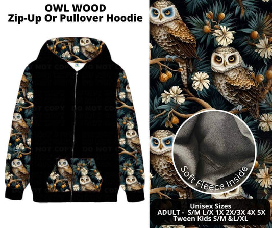 Owl Wood Zip-Up Hoodie