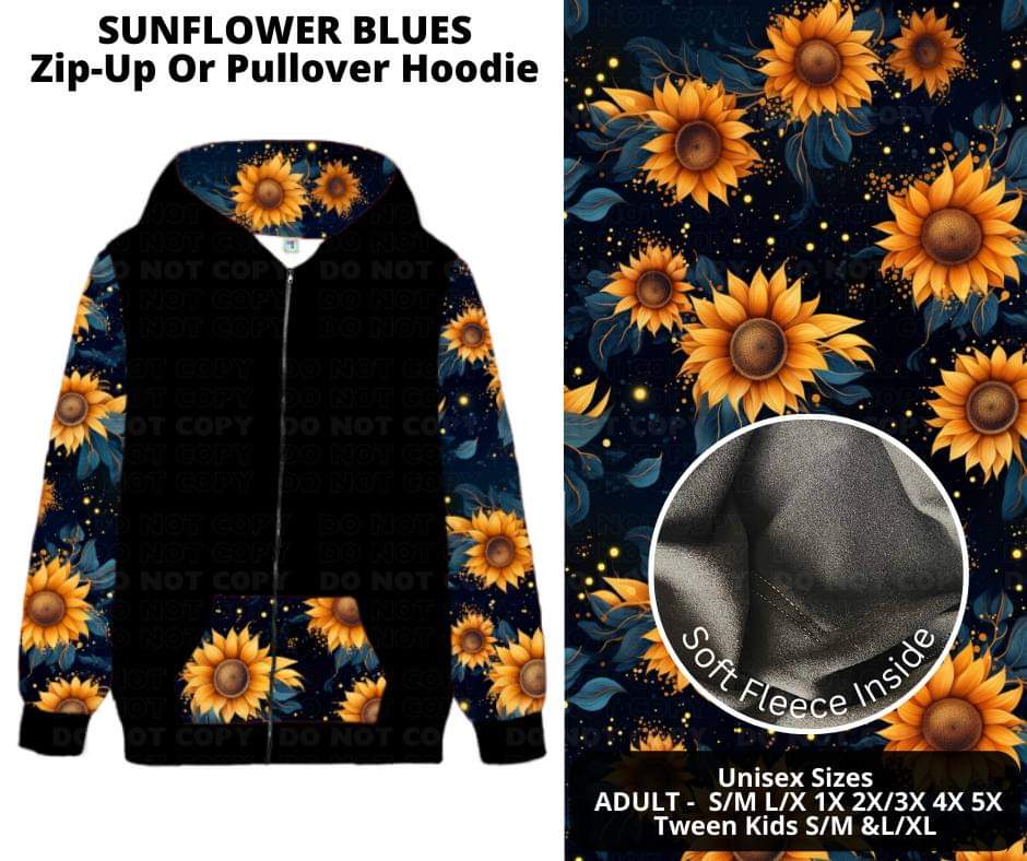 Sunflower Blues Zip-Up or Pullover Hoodie